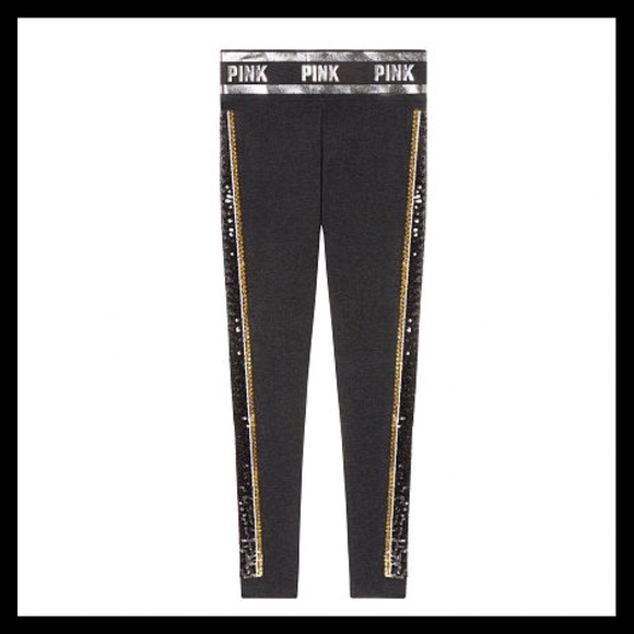 PINK VICTORIA’S SECRET BLING COTTON YOGA LEGGING - Picture 2 of 4